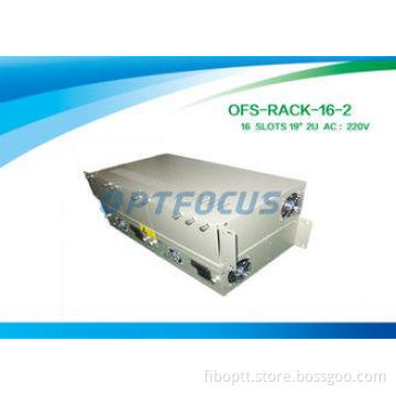 19'' Fiber Media Converter Rack 16 Slots 2U AC220V DC - 48V